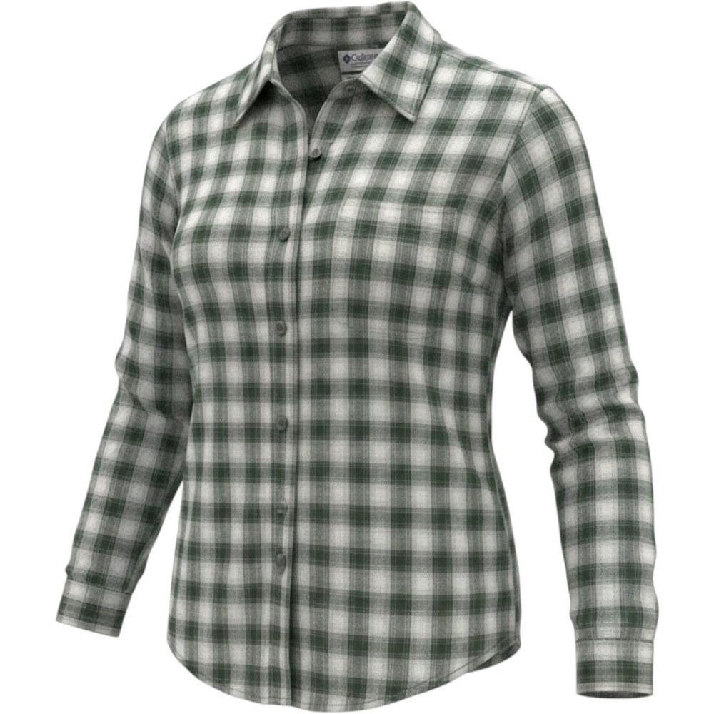 Columbia Womens Green Plaid Cotton Long Sleeve Button Up Shirt Size M AL7382